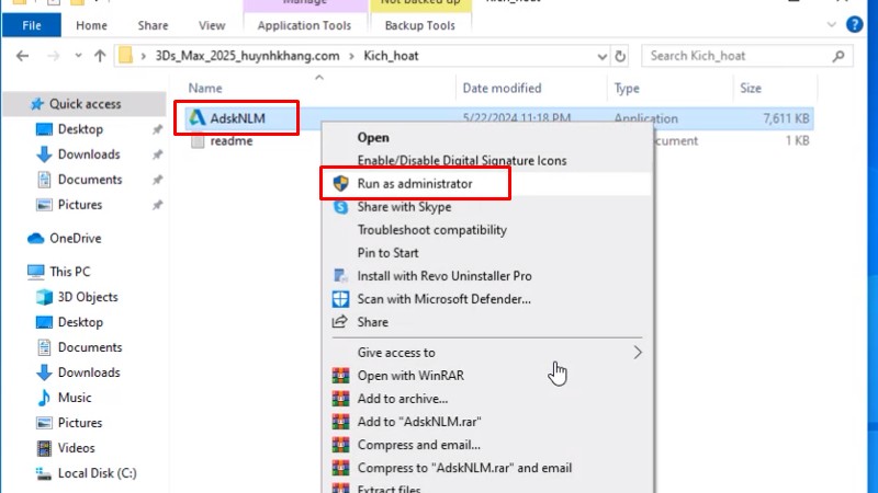 Chuột phải file như hình và chọn Run as admin...