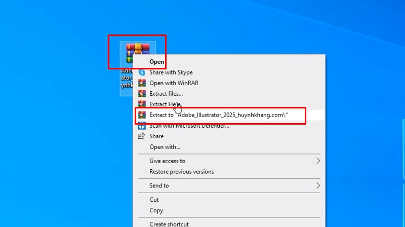 Giải nén phần mềm Adobe Illustrator 2025