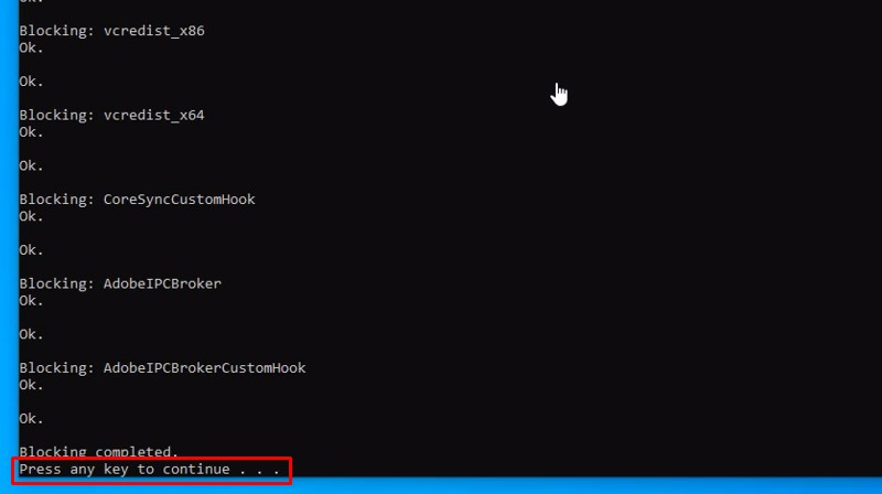 Nhấn phím bất kì hoàn thành cài đặt và kích hoạt dùng thử
