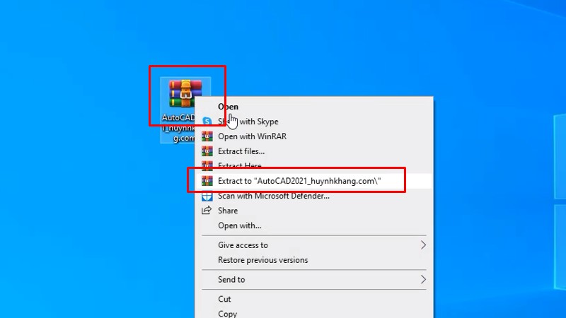 Giải nén phần mềm Autocad 2021