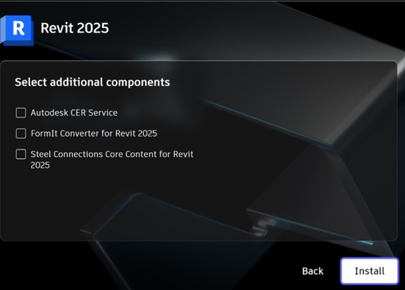 Chọn thành phần cần cài đặt, sau đó nhấn Install để bắt đầu