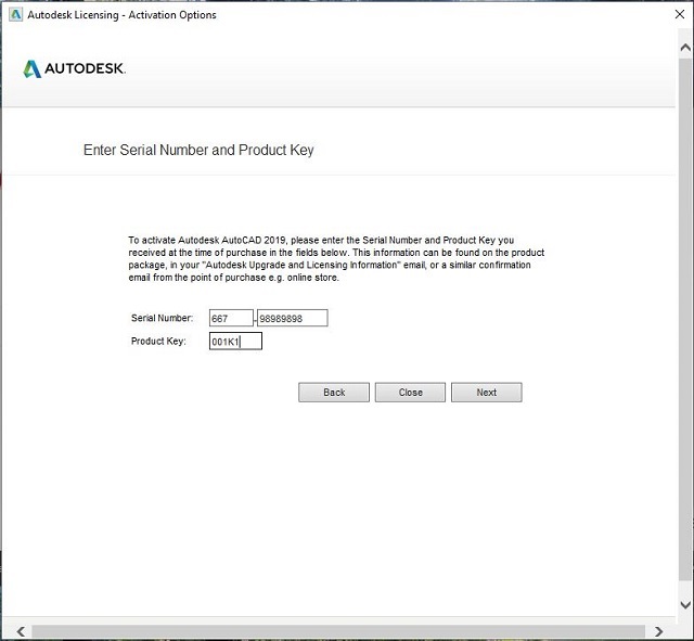 Nhập vào ô Product Key và Serial number, sau đó bấm chọn vào “Next”
