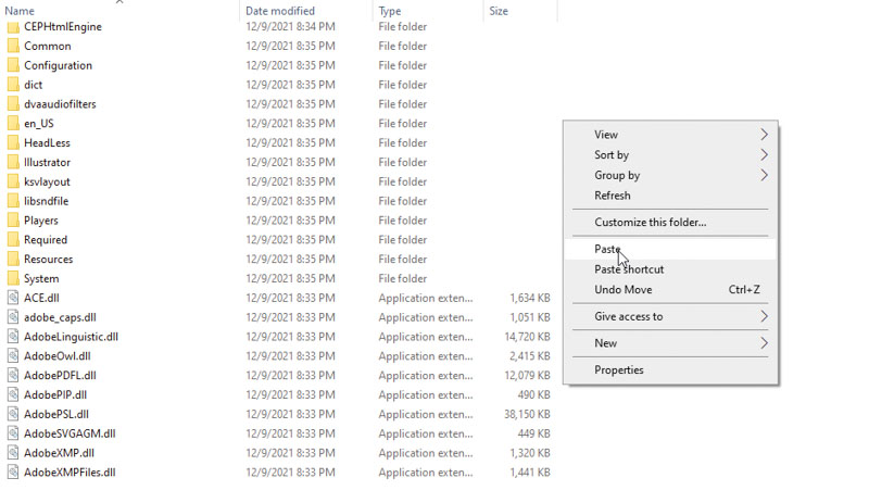 Paste files vừa copy vào thư mục cài đặt Adobe Animate CC 2019