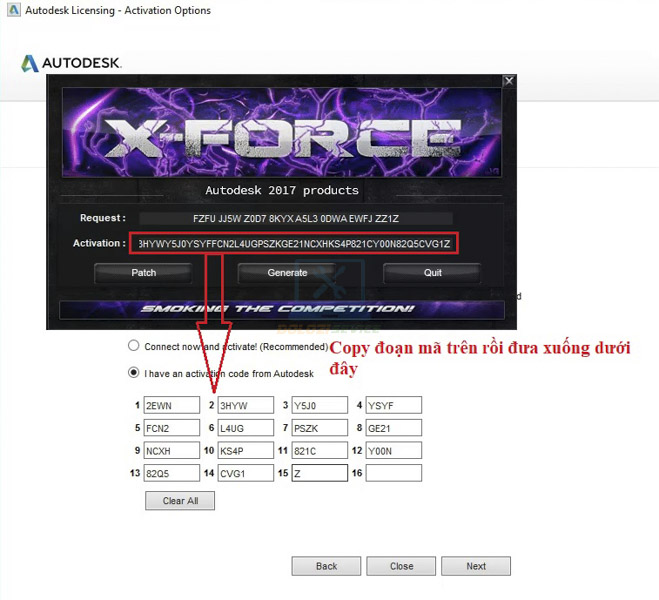 Ta Copy đoạn Key vừa tạo rồi dán vào phần mềm 3DS Max 2018 như hình sau đó nhấn Next