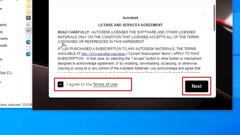 Tích vào I agree to the... như hình và bấm Next