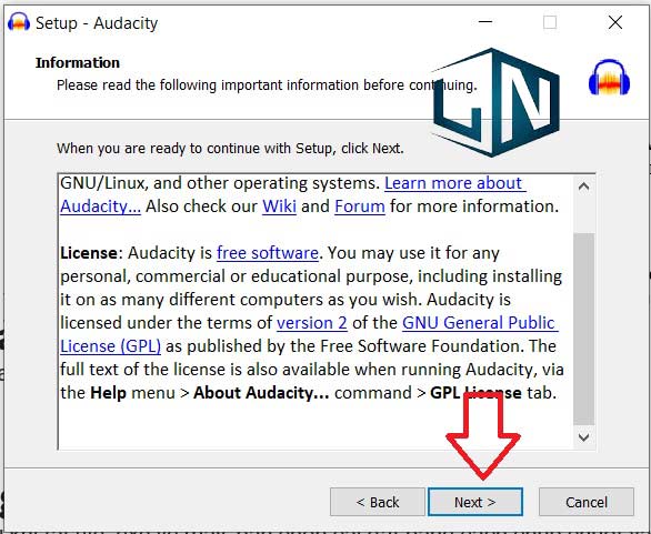 Đồng ý các điều khoản bằng cách nhấp vào Next