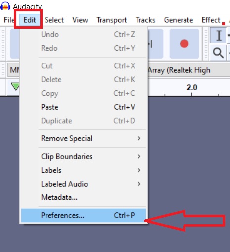 Vào File chọn Preferences