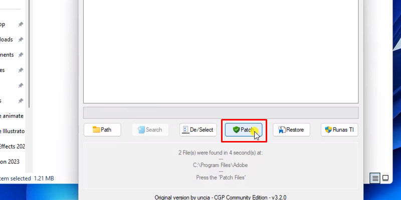 Bấm Pacth và hoàn thành cài đặt