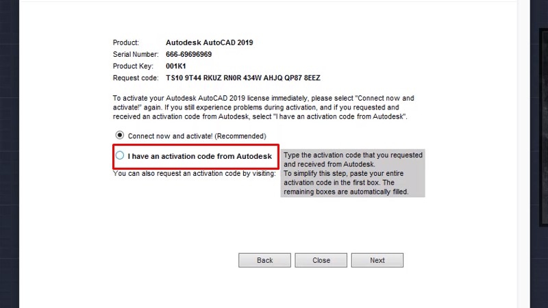 Tải AutoCad 2019 Video hướng dẫn đầy đủ 30 Tích vào Ô I have activayion....