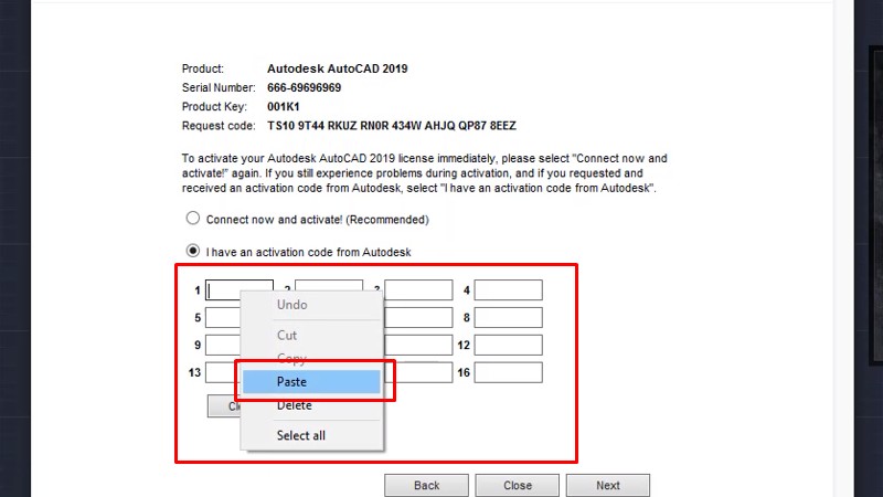Tải AutoCad 2019 Video hướng dẫn đầy đủ 31 Paste vào ô số 1 như hình