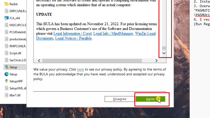 CorelDRAW 2024 Phần Mềm Chuyên Cho Quảng Cáo 30 Kéo thanh xuống cuối và bấm Agree