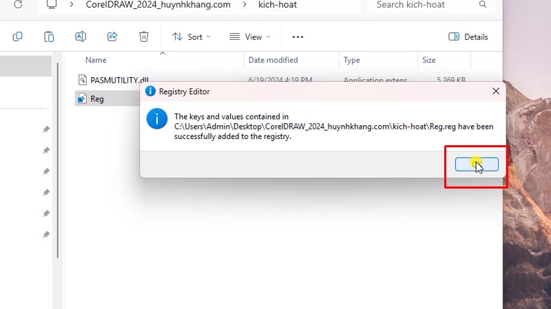 CorelDRAW 2024 Phần Mềm Chuyên Cho Quảng Cáo 52 Bấm Ok hoàn thành quá trình cài đặt và kích hoạt