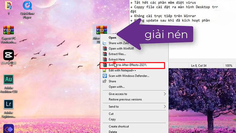 Giải nén phần mềm After Effects CC 2021 bằng WinRAR Giải nén phần mềm After Effects CC 2021