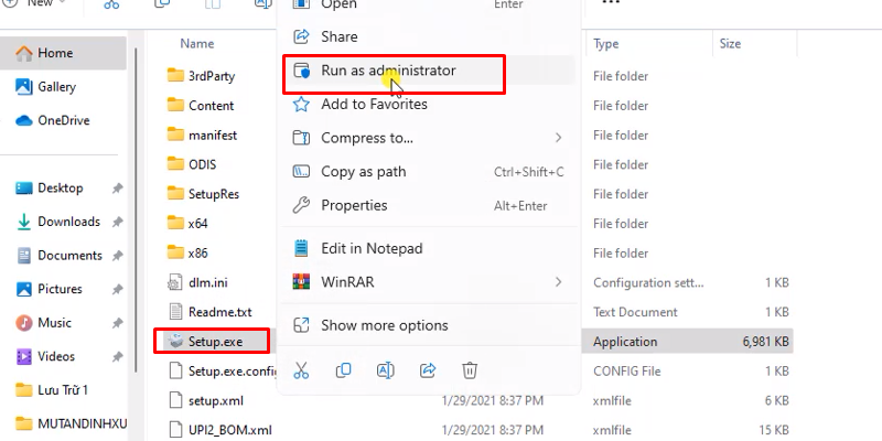AutoCAD 2022 Setup với các bước đơn giản 11 chuột phải ffile setup và chọn Run as admin
