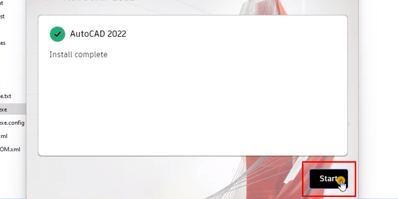 AutoCAD 2022 Setup với các bước đơn giản 15 bấm start hoàn thành quá trình cài đặt