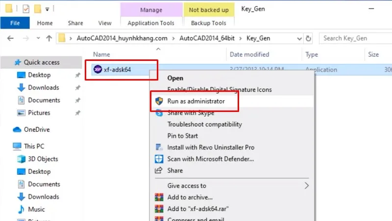 Chuột phải vào file như hình và chọn run as admin