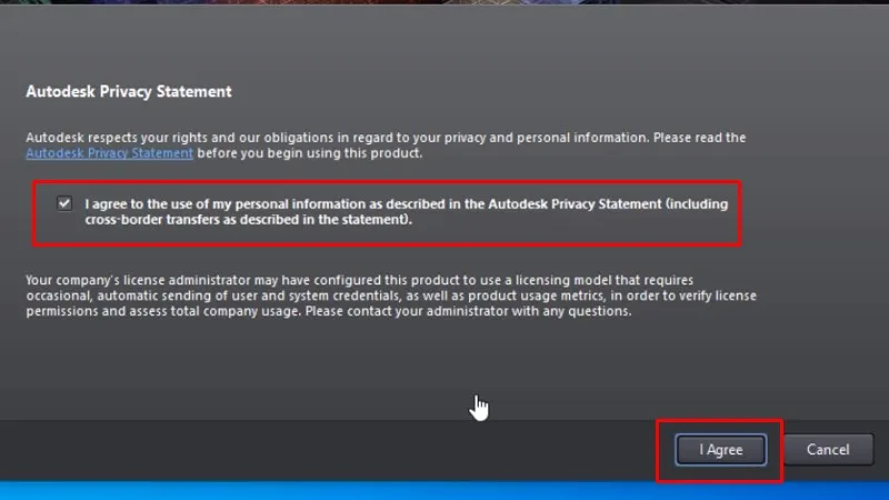 Tích như hình và bấm "I Agree"