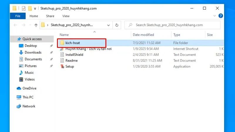Vào thư mục kich-hoat