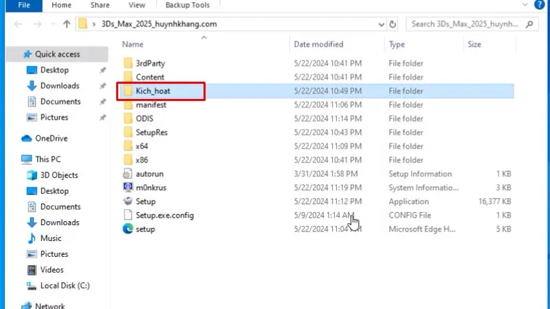 3Ds Max 2025: Hình Ảnh Hướng Dẫn Cài Đặt 18 Vào thư mục kich_hoat như hình