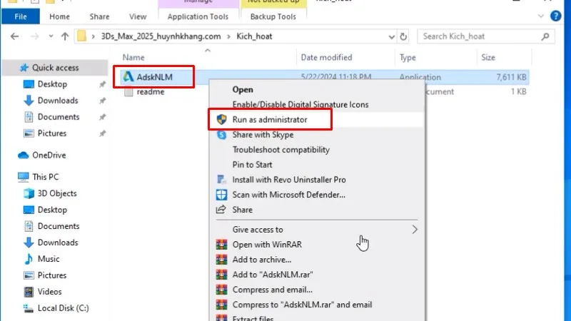 3Ds Max 2025: Hình Ảnh Hướng Dẫn Cài Đặt 19 Chuột phải file như hình và chọn Run as admin...