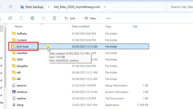 3Ds Max 2026: Download và cài đặt đơn giản 16 Vào thư mục kich-hoat