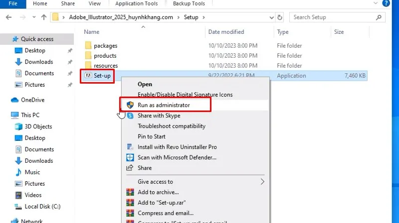 Adobe Illustrator 2025 Phần Mềm Tốt Nhất Năm 12 Chuột phải file Setup và chọn Run as admin