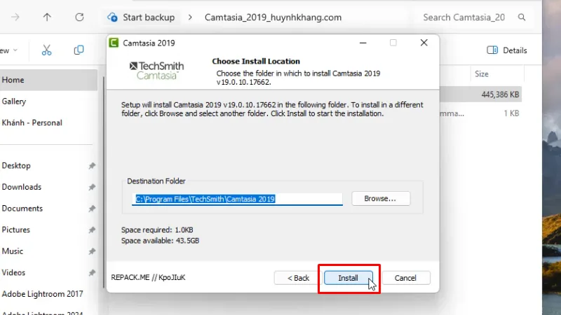Camtasia 2019 Hướng dẫn chi tiết đơn giản nhất 14 Bấm Install và chờ cài đặt là xong