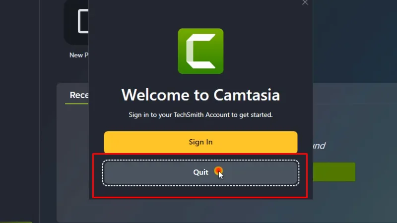 Camtasia 2024: Hướng dẫn chi tiết cài 17 Bấm Quit