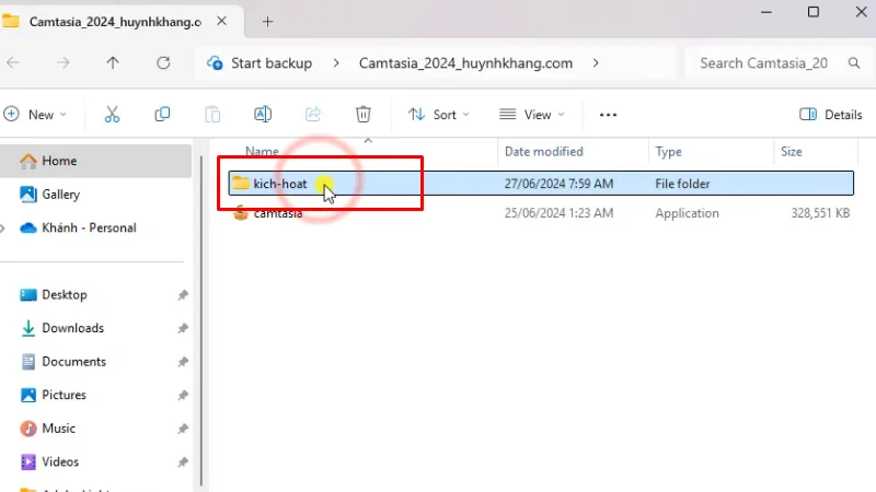 Camtasia 2024: Hướng dẫn chi tiết cài 19 Vào thư mục kich-hoat