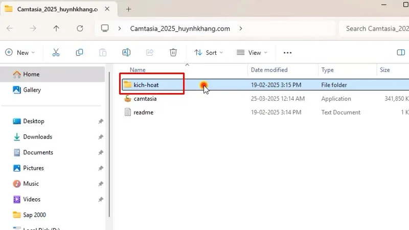 Camtasia 2025: Cài đặt rất dễ và nhanh 15 Vào thư mục kich-hoat