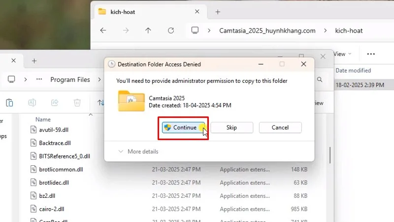 Camtasia 2025: Cài đặt rất dễ và nhanh 19 Continue hoàn thành quá trình cài đặt và kích hoạt