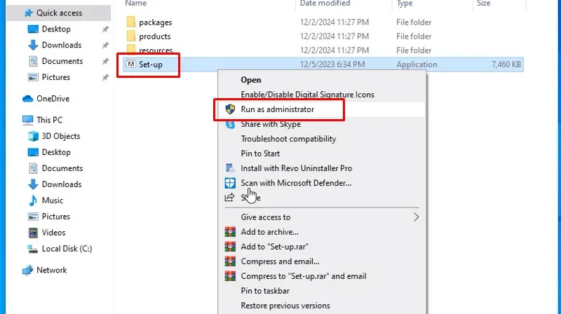 Encoder 2025: Hướng dẫn cài đặt chi tiết 12 Chạy file Set-up bằng quyền admin