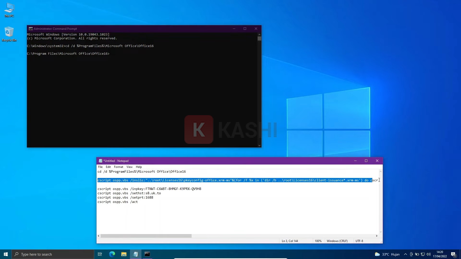 Copy dòng lệnh thứ hai vào bảng đen