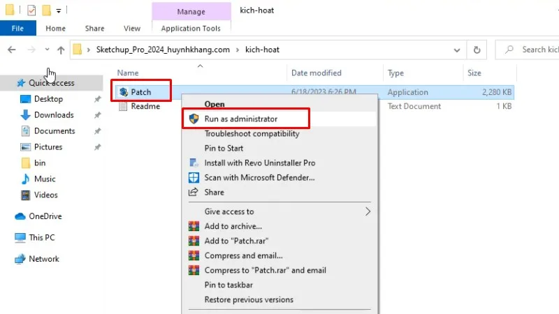 Sketchup 2024: Hướng Dẫn Chi Tiết, Nhanh 16 Chạy file Patch bằng quyền Admin