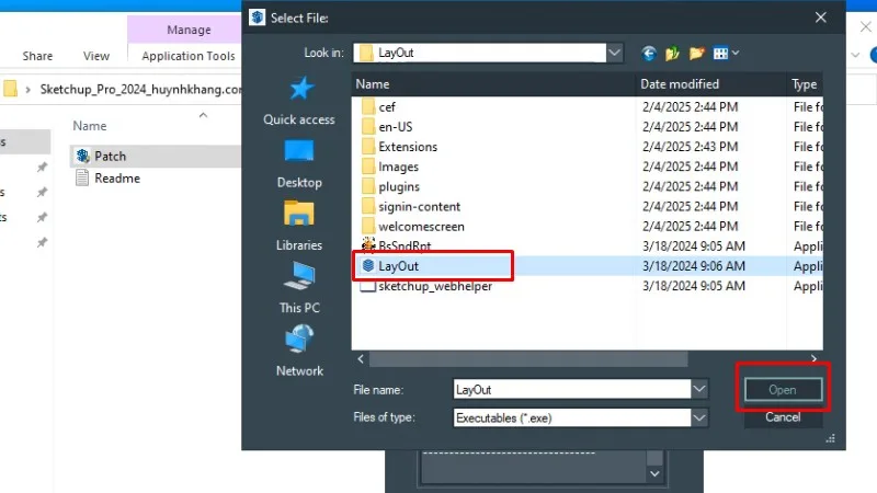 Sketchup 2024: Hướng Dẫn Chi Tiết, Nhanh 19 Vào thư mục LayOut chọn file như hình và bấm Open