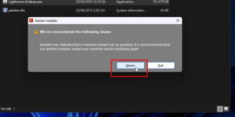 Lightroom CS6 Hướng Dẫn Cài Đặt Chi Tiết 15 bấm vao ignore