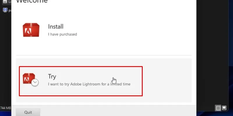 Lightroom CS6 Hướng Dẫn Cài Đặt Chi Tiết 16 bấm vào Try nha